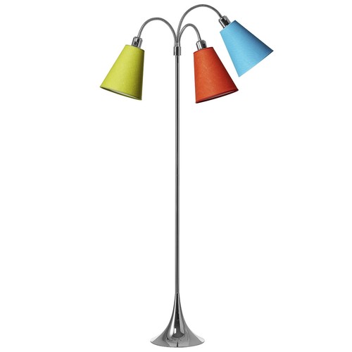 Trafiek Vloerlamp E27 in Chroom met Oranje/Turquoise/Limoen - Nielsen Light