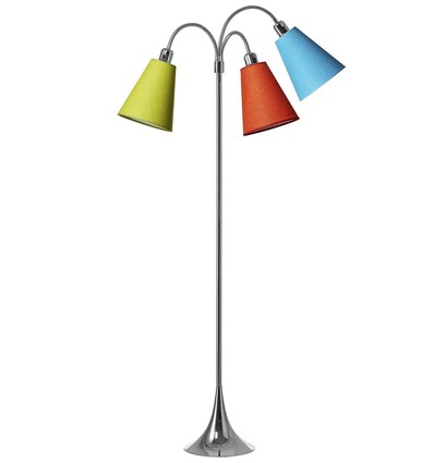 Trafiek Vloerlamp E27 in Chroom met Oranje/Turquoise/Limoen - Nielsen Light