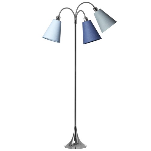Trafiek Vloerlamp E27 in Chroom met Dala/Turkoois/Lichtblauw - Nielsen Light