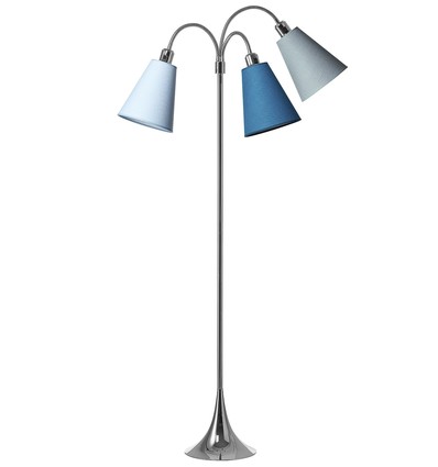 Trafiek Vloerlamp E27 in Chroom met Lichtblauw/Turquoise/Petroleum - Nielsen Light
