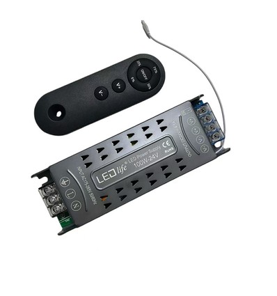 100W / 24V DC dimbare voeding - 4.17A, IP20 binnenshuis, met afstandsbediening, flikkervrij