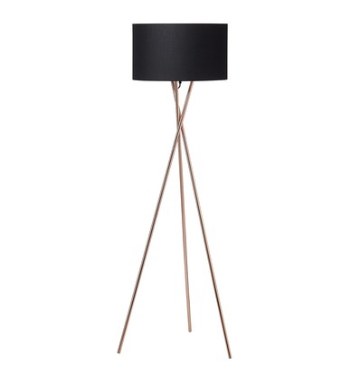 Uptown Vloerlamp E27 in Koper met Zwarte Lampenkap - Nielsen Light