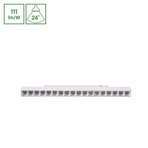 18W SHIFT BASIC GRID railspot voor 48V - 33cm, neutraal wit, 48V DC, voor SHIFT railsysteem