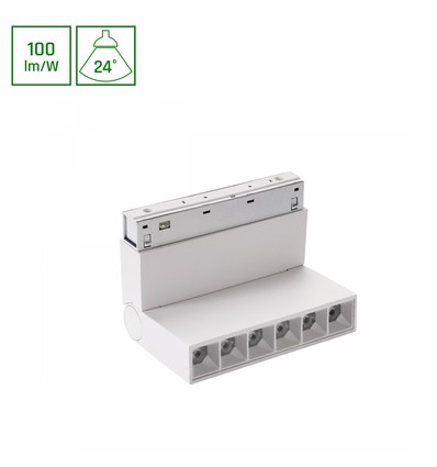 6W SYSTEM SHIFT BASIC GRID XS railspot, 48V - 4000K, wit, 24 graden, verstelbaar, 48V railsysteem
