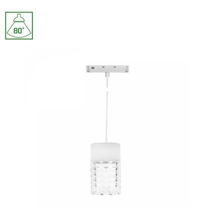 7W SYSTEM SHIFT BASIC HANGIT CRISTAL railspot, 48V - 2700K, 80°, IP20, 110cm draadophanging