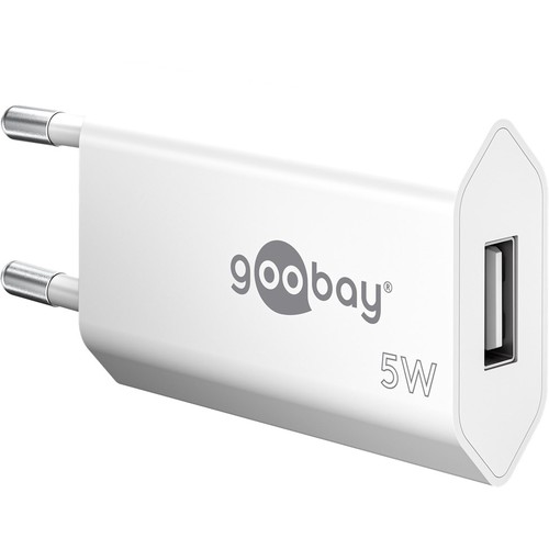 Goobay USB-oplader 5W - USB-A, wit, perfect voor mobiel en lampen