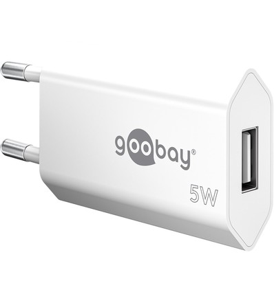 Goobay USB-oplader 5W - USB-A, wit, perfect voor mobiel en lampen