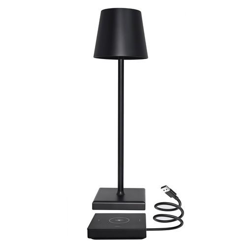 LED tafellamp met draadloos opladen - Zwart, IP54 Binnen/buiten, touch dimbaar