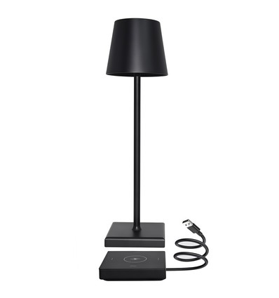 LED tafellamp met draadloos opladen - Zwart, IP54 Binnen/buiten, touch dimbaar
