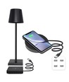 LED tafellamp met draadloos opladen - Zwart, IP54 Binnen/buiten, touch dimbaar