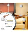 LED tafellamp incl. draadloos opladen - Wit, IP54 Binnen/buiten, touch dimbaar