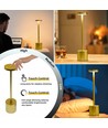 Oplaadbare LED tafellamp met draadloos opladen - Goud, IP54 Binnen/buiten, touch dimbaar