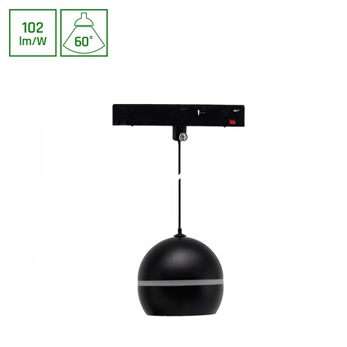 10W System Shift Basic Globe Ring railspot, 48V - 102lm/W, 3000K, 60 graden, pendel voor railsysteem