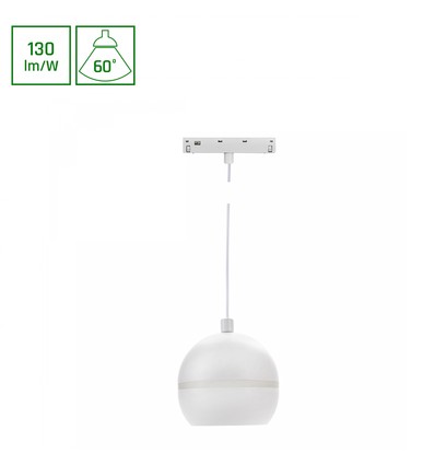 10W SHIFT BASIC GLOBE RING trackspot pendel, 48V - 102lm/W, wit, neutraal wit, 60 graden, 120cm draad