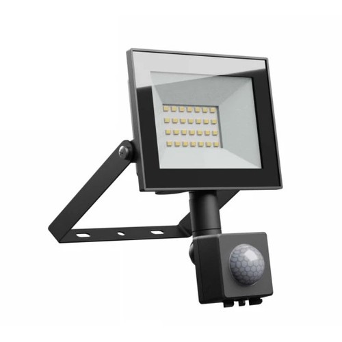 20W breedstraler - IP44, zwart, PIR-sensor