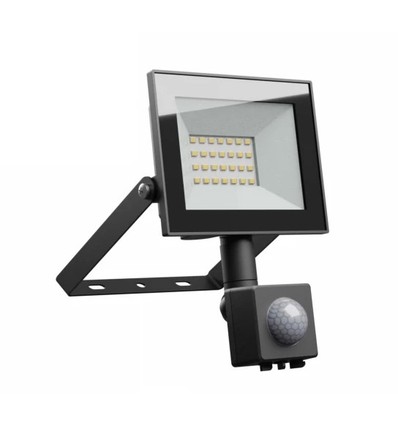 20W breedstraler - IP44, zwart, PIR-sensor