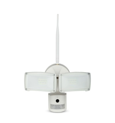 18W LED breedstraler met WiFi camera en PIR sensor - 600lm, IP65, wit, buiten, koud wit