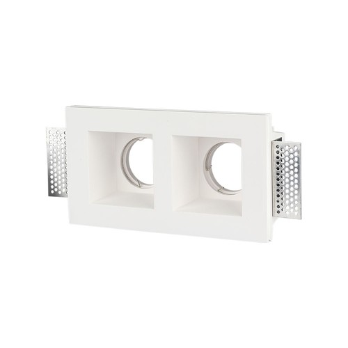 Dubbele gips inbouwspot - Vierkant, wit, voor 2x GU10/GU5.3, max 35W, IP20
