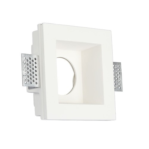 GU10 inbouwspot in gips, vierkant - Wit, 120x120mm, diep model, IP20, zonder lichtbron