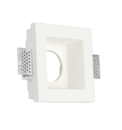 GU10 inbouwspot in gips, vierkant - Wit, 120x120mm, diep model, IP20, zonder lichtbron