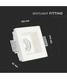 GU10 inbouwspot in gips, vierkant - Wit, 120x120mm, diep model, IP20, zonder lichtbron