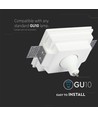GU10 inbouwspot in gips, vierkant - Wit, 120x120mm, diep model, IP20, zonder lichtbron