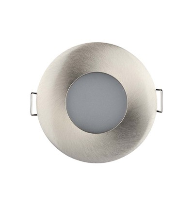 GU10 inbouwspot, Satijn nikkel - Rond, IP54, Zaagmaat: Ø7,5 cm, Afmeting: Ø8,4 cm, zonder lichtbron