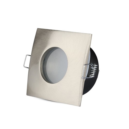 GU10 inbouwspot, vierkant - Satijn nikkel, IP54 badkamer, Zaagmaat: Ø7,5 cm, Afmeting: 8,4 x 8,4 cm