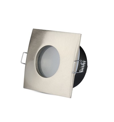 GU10 inbouwspot, vierkant - Satijn nikkel, IP54 badkamer, Zaagmaat: Ø7,5 cm, Afmeting: 8,4 x 8,4 cm