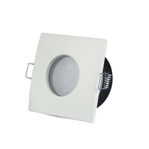 GU10 inbouwspot, vierkant - Wit, IP54, Zaagmaat: Ø7,5 cm, Afmeting: 84x84 mm, zinklegering