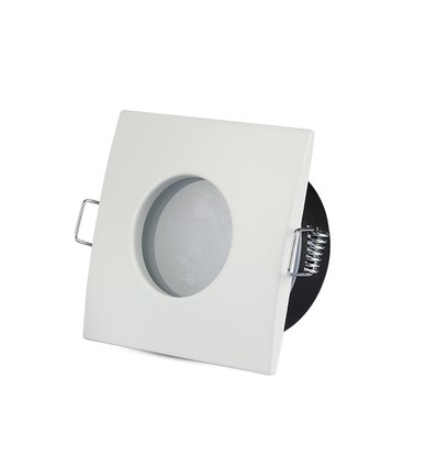GU10 inbouwspot, vierkant - Wit, IP54, Zaagmaat: Ø7,5 cm, Afmeting: 84x84 mm, zinklegering