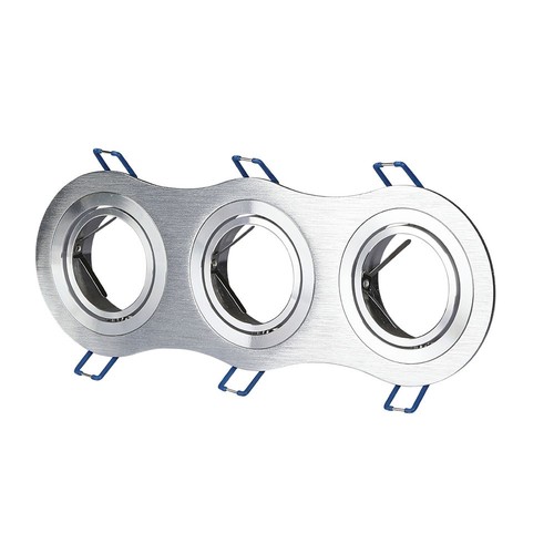 3xGU10 inbouwspot - Rond, geborsteld aluminium, IP20 binnen, zonder lichtbron