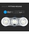 3xGU10 inbouwspot - Rond, geborsteld aluminium, IP20 binnen, zonder lichtbron