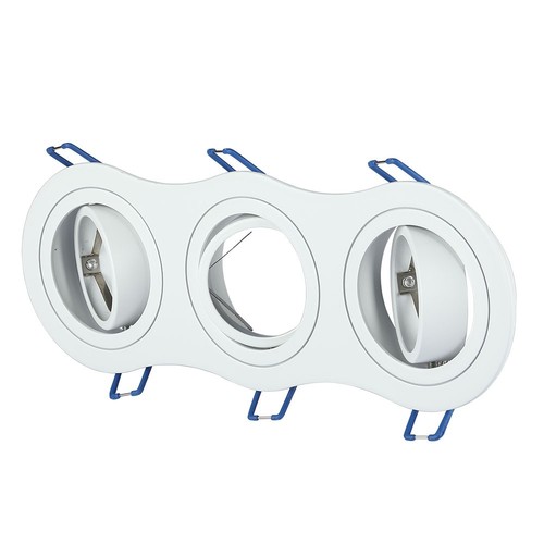 3-gats GU10 inbouwspot - Rond, wit, aluminium, gat: 23,5 x 7,5 cm, afm: 25,5 x 9,1 cm