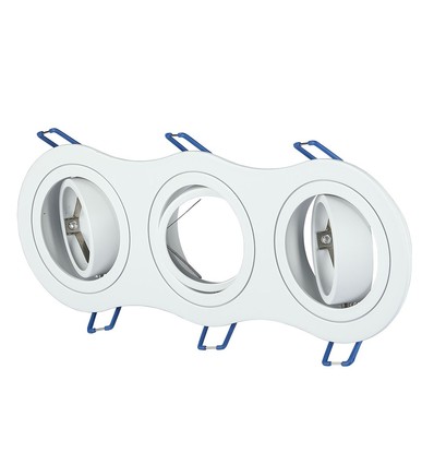 3-gats GU10 inbouwspot - Rond, wit, aluminium, gat: 23,5 x 7,5 cm, afm: 25,5 x 9,1 cm