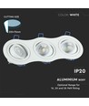 3-gats GU10 inbouwspot - Rond, wit, aluminium, gat: 23,5 x 7,5 cm, afm: 25,5 x 9,1 cm