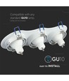 3-gats GU10 inbouwspot - Rond, wit, aluminium, gat: 23,5 x 7,5 cm, afm: 25,5 x 9,1 cm