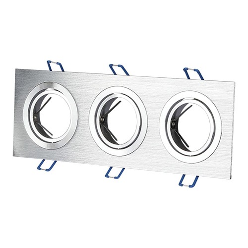 3xGU10 inbouwspot, vierkant - Geborsteld aluminium, gegoten aluminium, zonder lichtbron