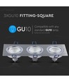 3xGU10 inbouwspot, vierkant - Geborsteld aluminium, gegoten aluminium, zonder lichtbron