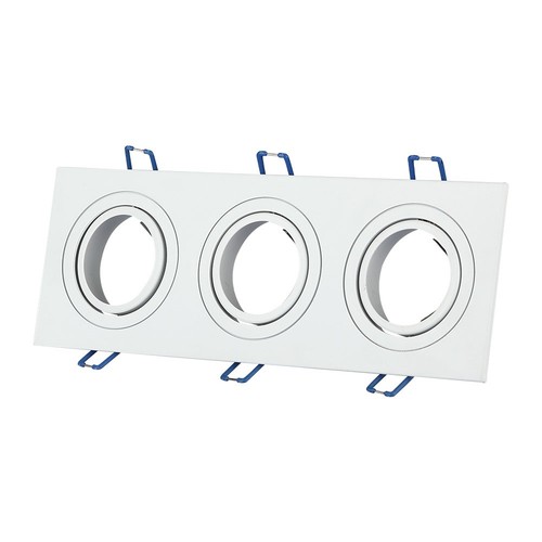 3-gats vierkante inbouwspot voor 3x GU10 - Wit, aluminium, IP20 binnen, gat: 235x75mm, afm: 255x91mm