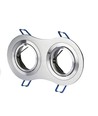 Dubbele GU10 inbouwspot - Rond, geborsteld aluminium, kantelbaar, zonder lichtbron