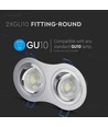 Dubbele GU10 inbouwspot - Rond, geborsteld aluminium, kantelbaar, zonder lichtbron