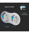 Dubbele GU10 inbouwspot - Rond, geborsteld aluminium, kantelbaar, zonder lichtbron