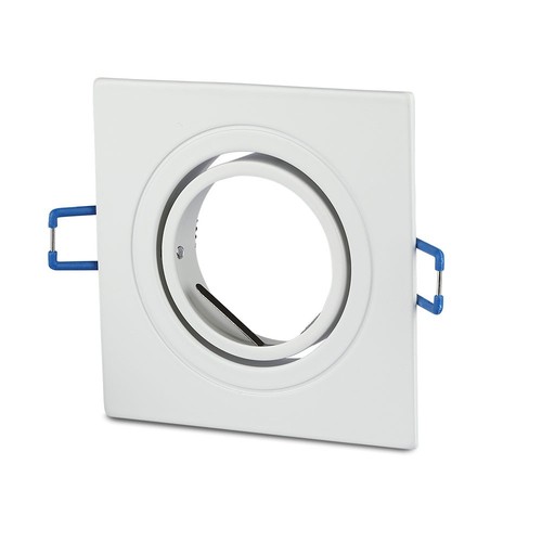 GU10 inbouwspot - Vierkant, wit, aluminium, gat: Ø7,5 cm, afm: 9,1 x 9,1 cm