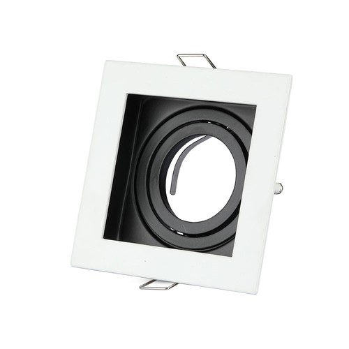 GU10 inbouwspot, vierkant - Wit, aluminium, gat: 90x90 mm, afm: 100x100 mm, zonder lichtbron