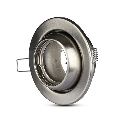 GU10 inbouwspot - Rond, satijn nikkel, kantelbaar, Gat: Ø9,0 cm, Afm: Ø10,0 cm, IP20 binnen