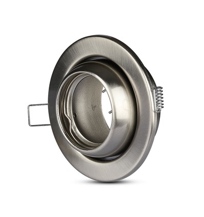GU10 inbouwspot - Rond, satijn nikkel, kantelbaar, Gat: Ø9,0 cm, Afm: Ø10,0 cm, IP20 binnen
