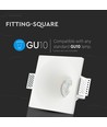 Vierkante witte gips inbouwspot - Voor GU10, 121 x 121 mm, IP20 binnen, overschilderbaar