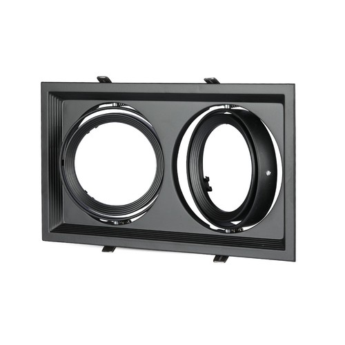 Dubbele inbouwspot voor 2x AR111 - Zwart, aluminium, 32,5 x 17,4 cm, IP20, zonder lichtbron