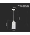 E27 hanglamp in mat wit metaal - Ø13cm, 1 meter snoer, IP20 binnen, 5 jaar garantie